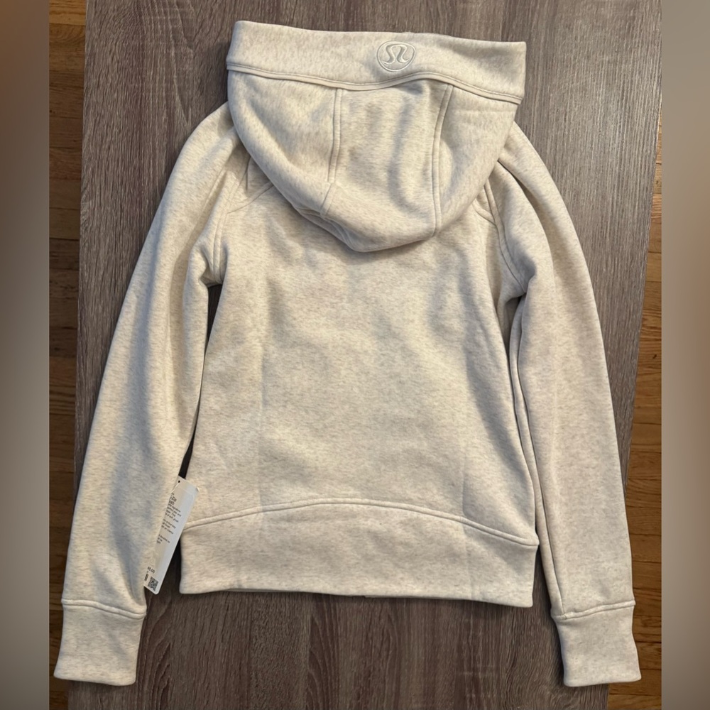 Lululemon Scuba full zip hoodie plush. Heathered Bone with gold zipper. Size 4. - Picture 3 of 16